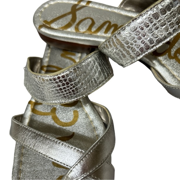 Sam Edelman Bernice Leather Metallic Silver Toe Loop Sandals Flats Sz 9.5 M - Picture 9 of 10